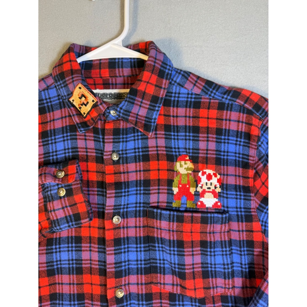 Cakeworthy Super Mario Flannel Shirt Unisex L Another Castle Retried Plaid
